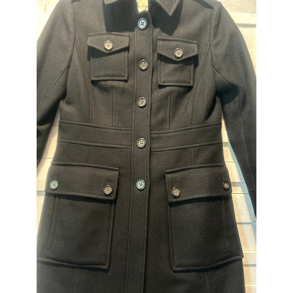 BANANA REPUBLIC Wool Single Breasted Lined Coat Peacoat Black  S elegant lady - Picture 3 of 7